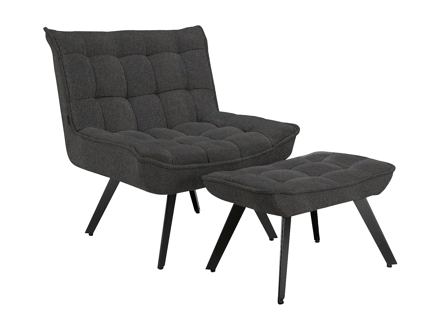 Evan | Loungestoel in antraciet stof