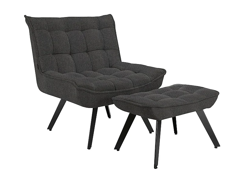 Evan | Loungestoel in antraciet stof