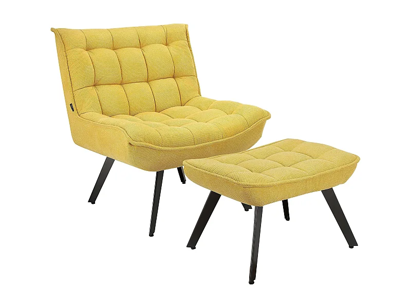 Evan | Chaise longue en tissu couleur curry