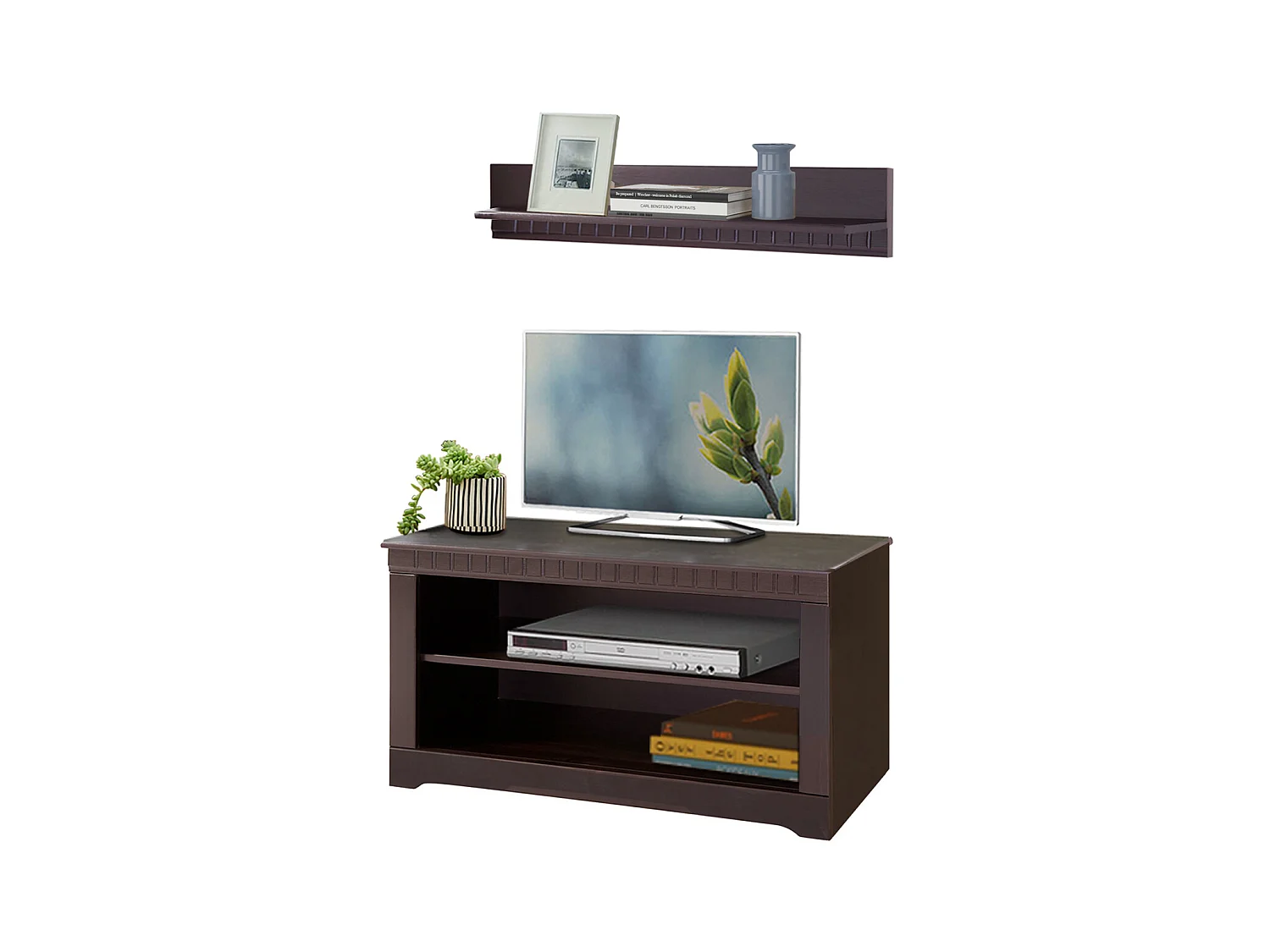 Clarissa | Meuble TV avec 1 étagère en pin Marron