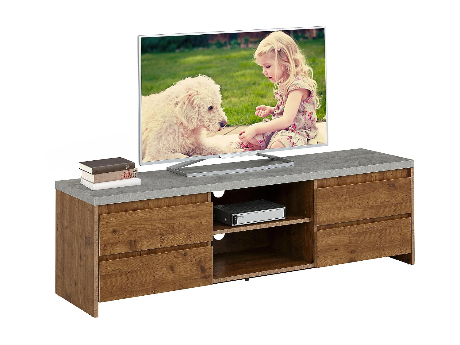 Maribo | Meuble TV avec 4 tiroirs en MDF Nature