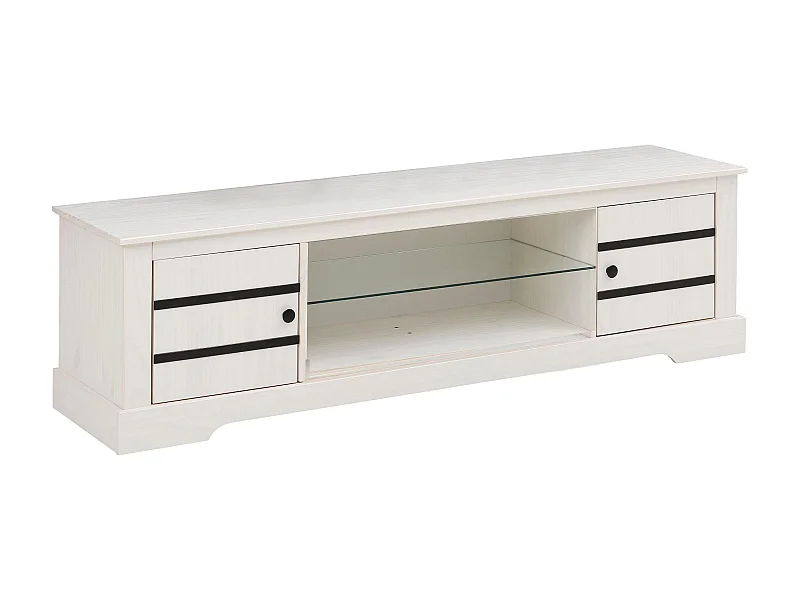 Loki | Meuble TV avec 2 portes et 1 tablette en pin blanc