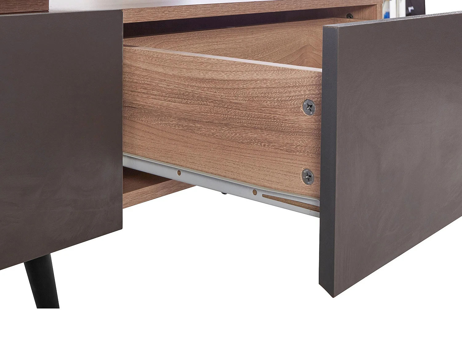 Layland | Meuble TV avec 3 tiroirs en MDF Gris / Nature