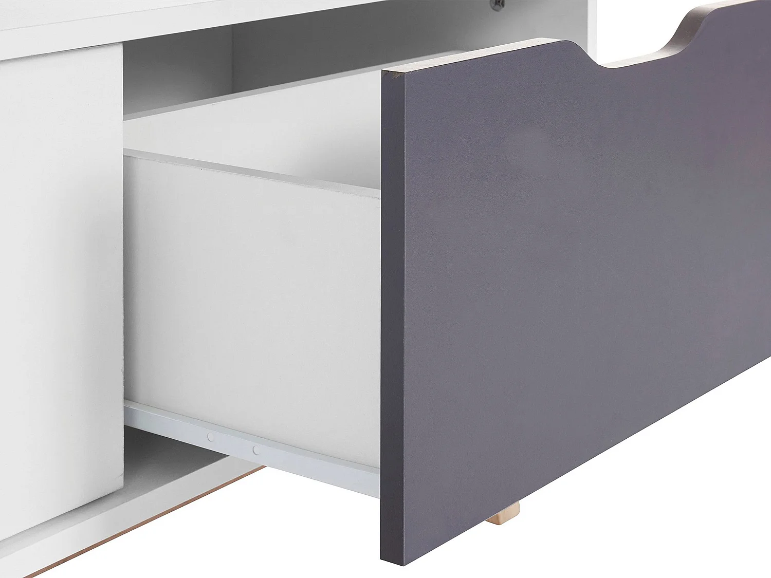 Meera | Meuble TV avec 1 tiroir et 2 portes en blanc / anthracite