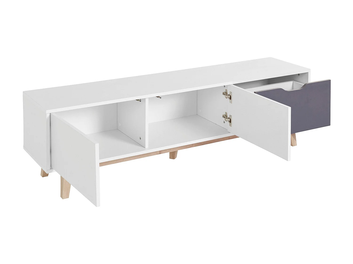 Meera | Meuble TV avec 1 tiroir et 2 portes en blanc / anthracite