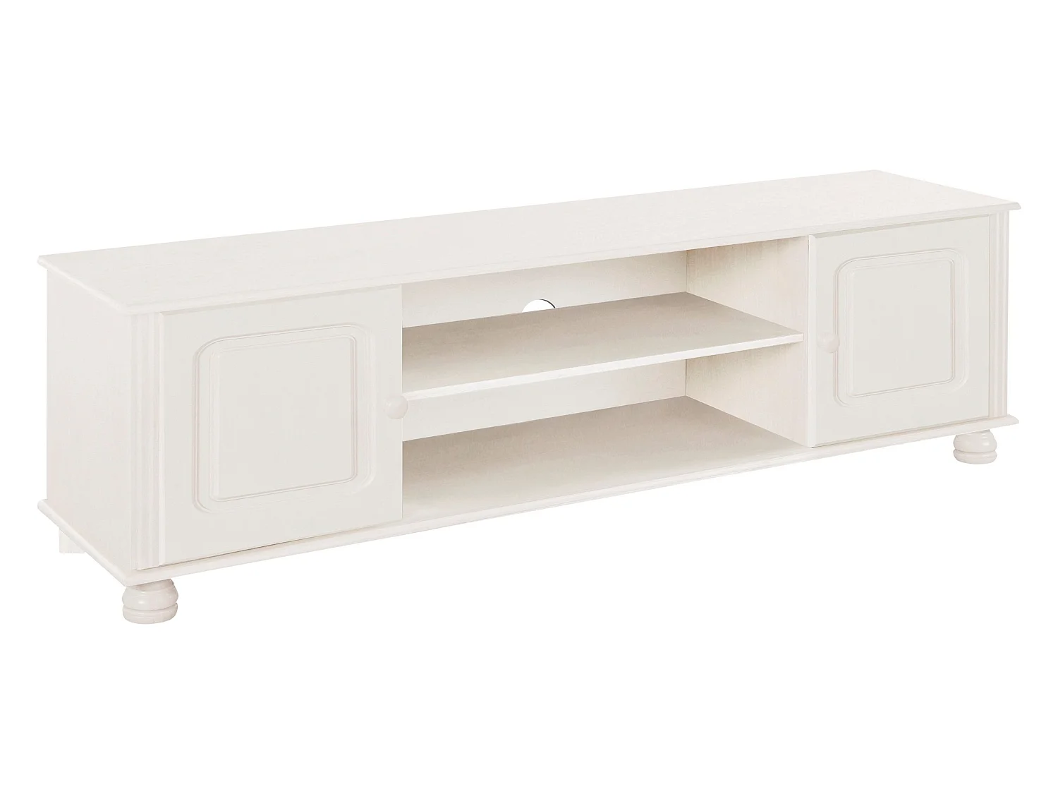 Mette | Meuble TV avec 2 portes et 1 étagère en pin blanc