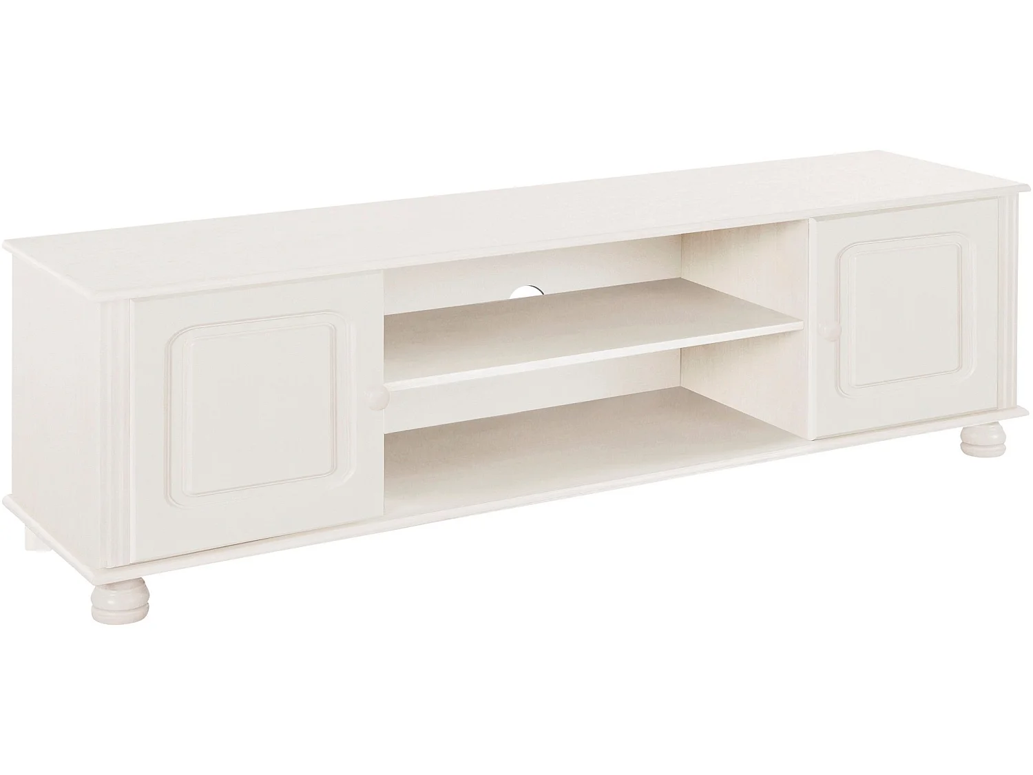 Mette | Meuble TV avec 2 portes et 1 étagère en pin blanc