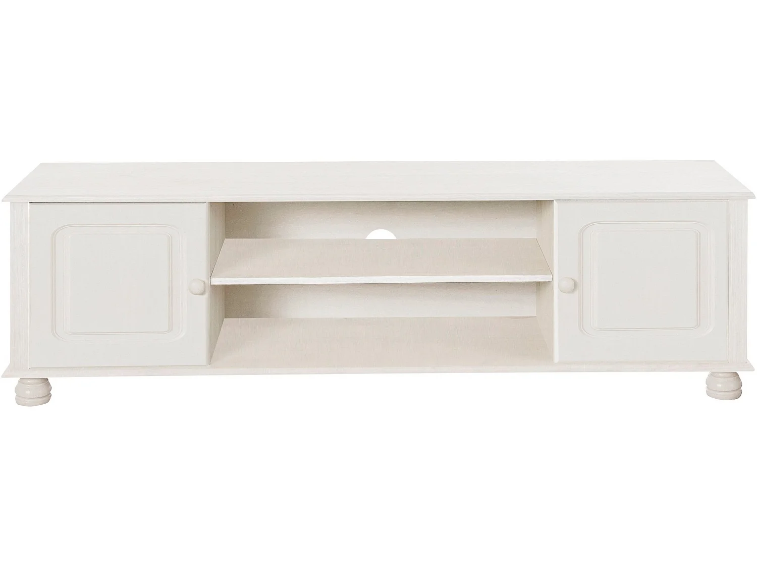 Mette | Meuble TV avec 2 portes et 1 étagère en pin blanc