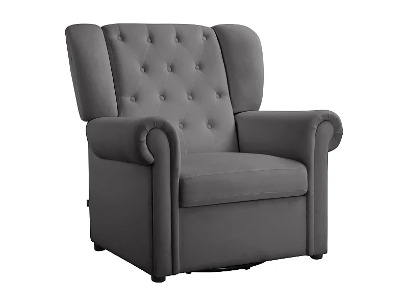 Lillyse | Fauteuil à bascule avec fonction pivotante en velours gris