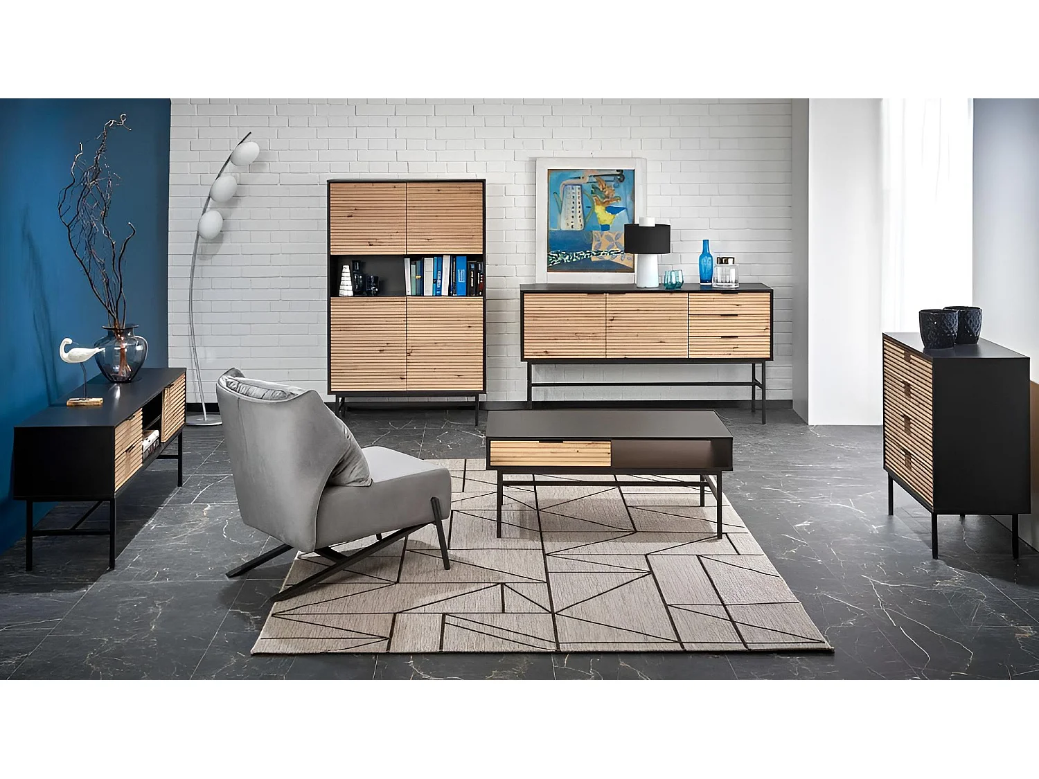 TV Lowboard Murano/MDF/Braun&Schwarz