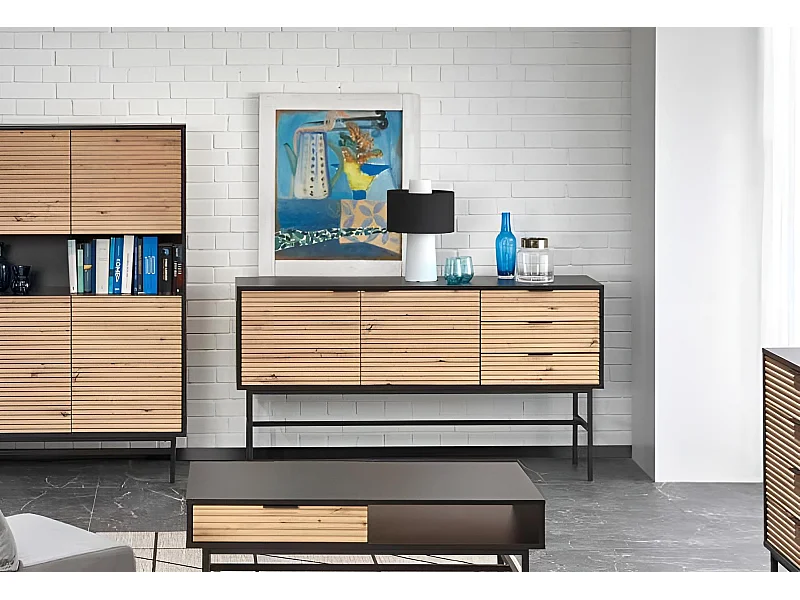 Media TV Murano/MDF/Marrone&Nero