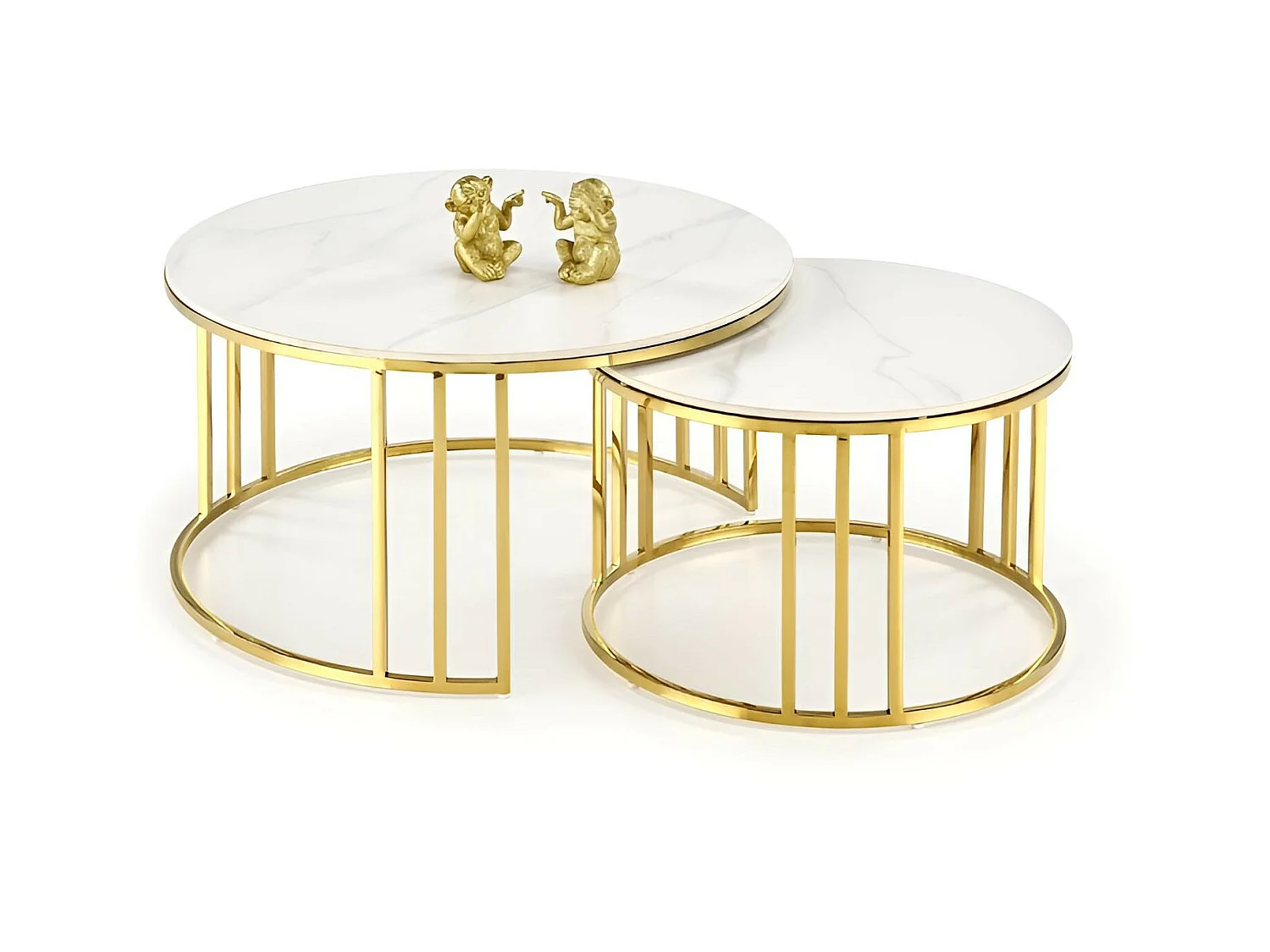 Cochtisch Set Mercury/Gls&Metall/Gold&Weiss