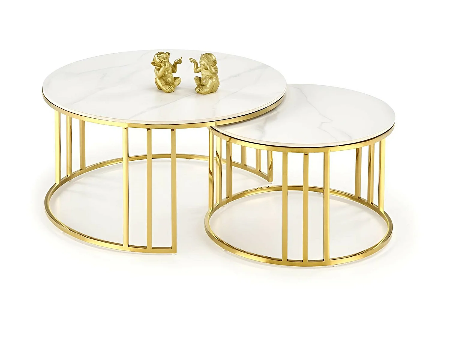 Cochtisch Set Mercury/Gls&Metall/Gold&Weiss