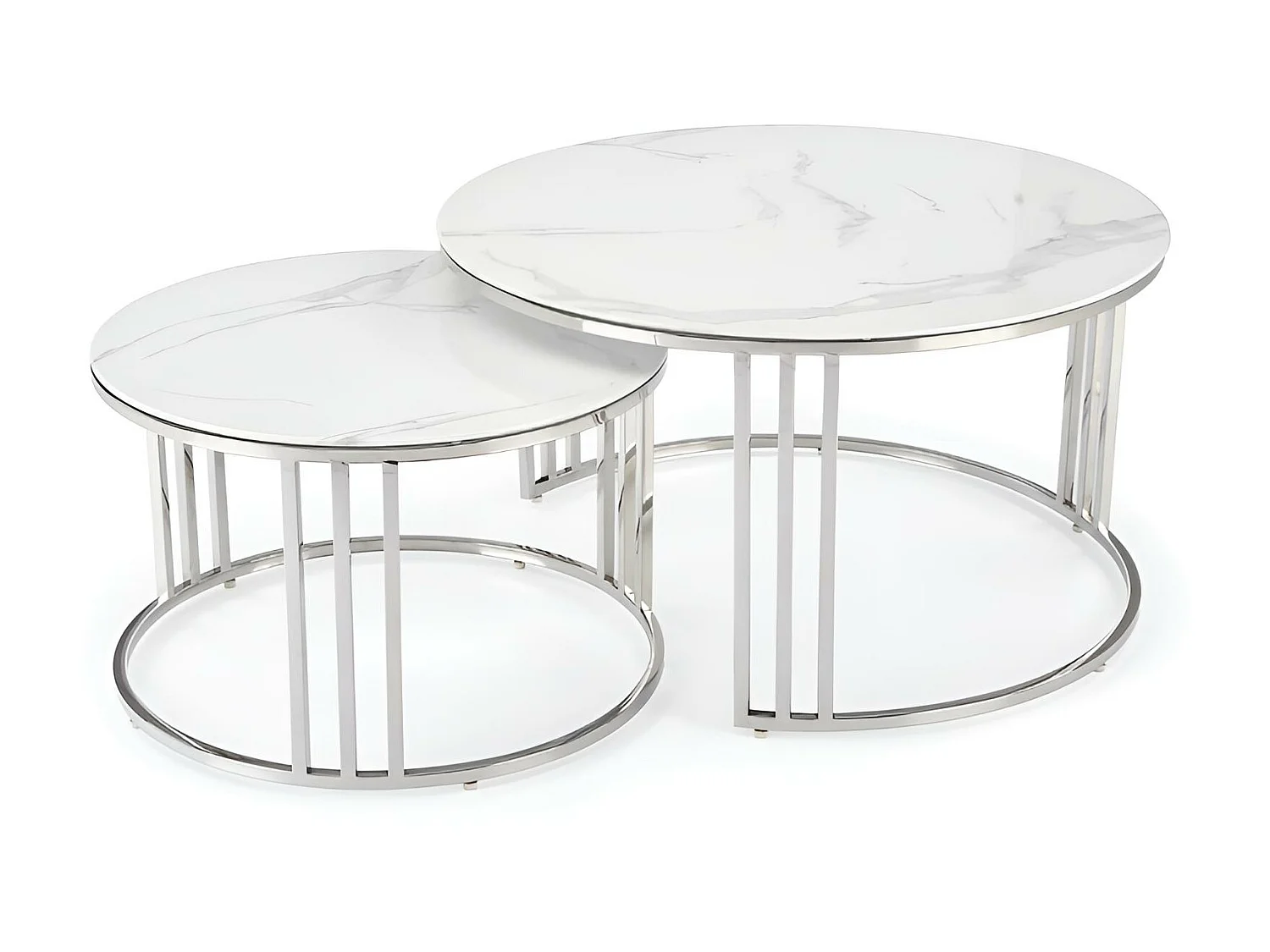 Cochtisch Set Mercury/Gls&Metall/Silber&Weiss