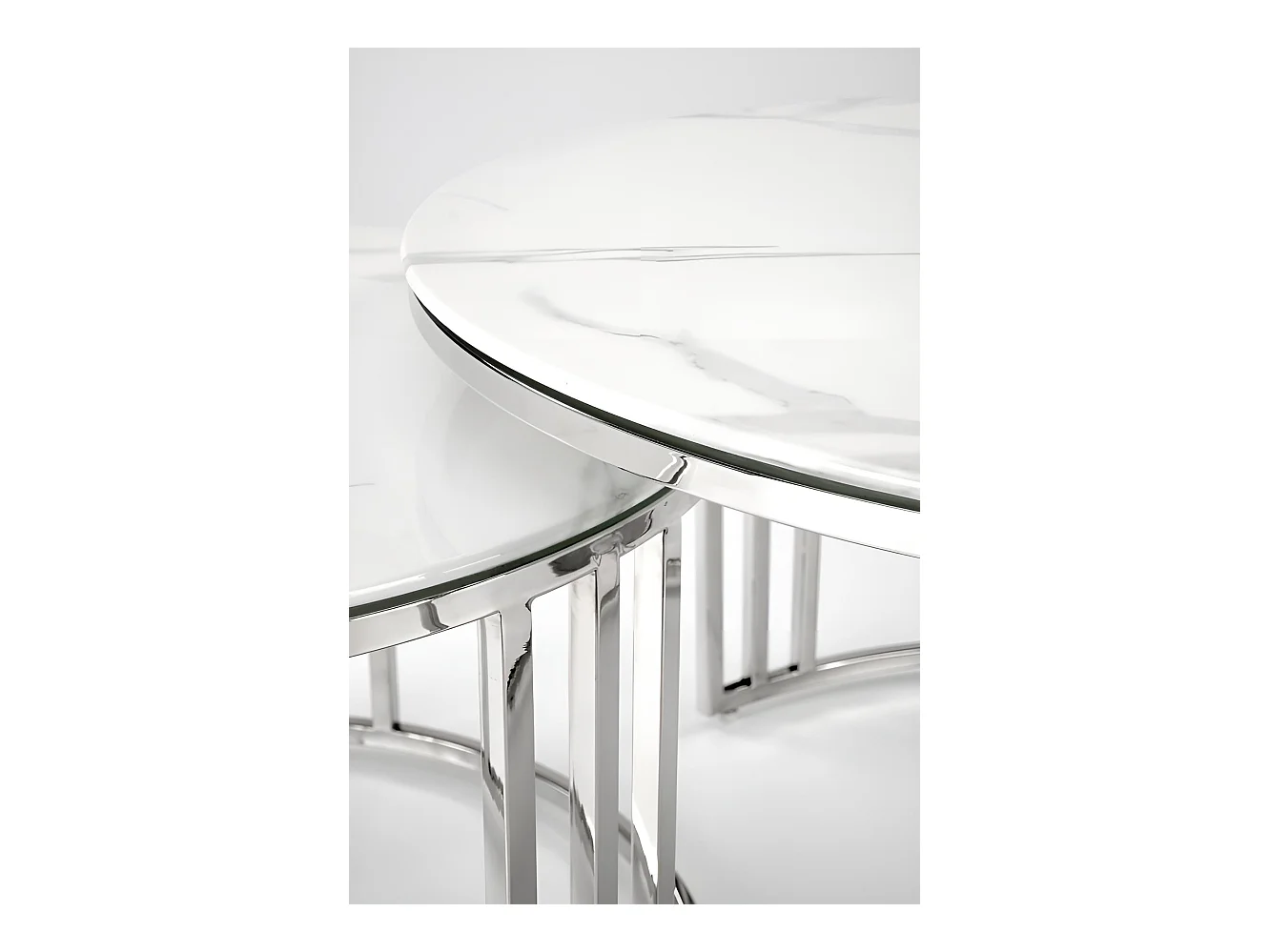 Cochtisch Set Mercury/Gls&Metall/Silber&Weiss