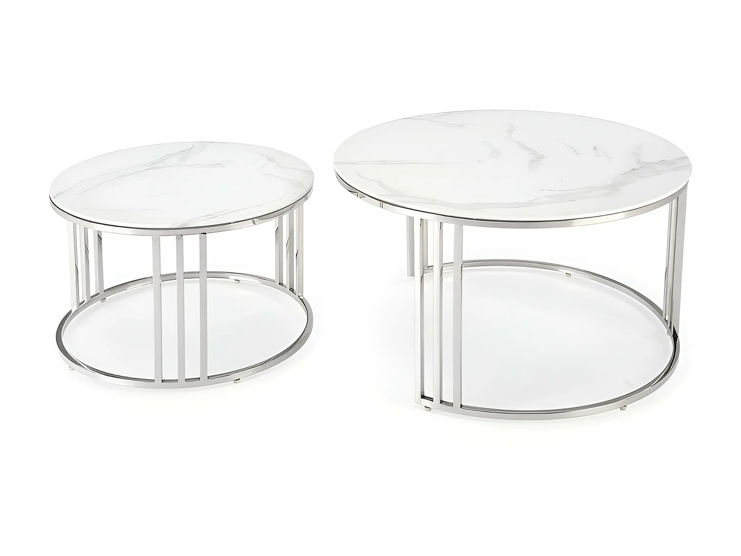 Cochtisch Set Mercury/Gls&Metall/Silber&Weiss