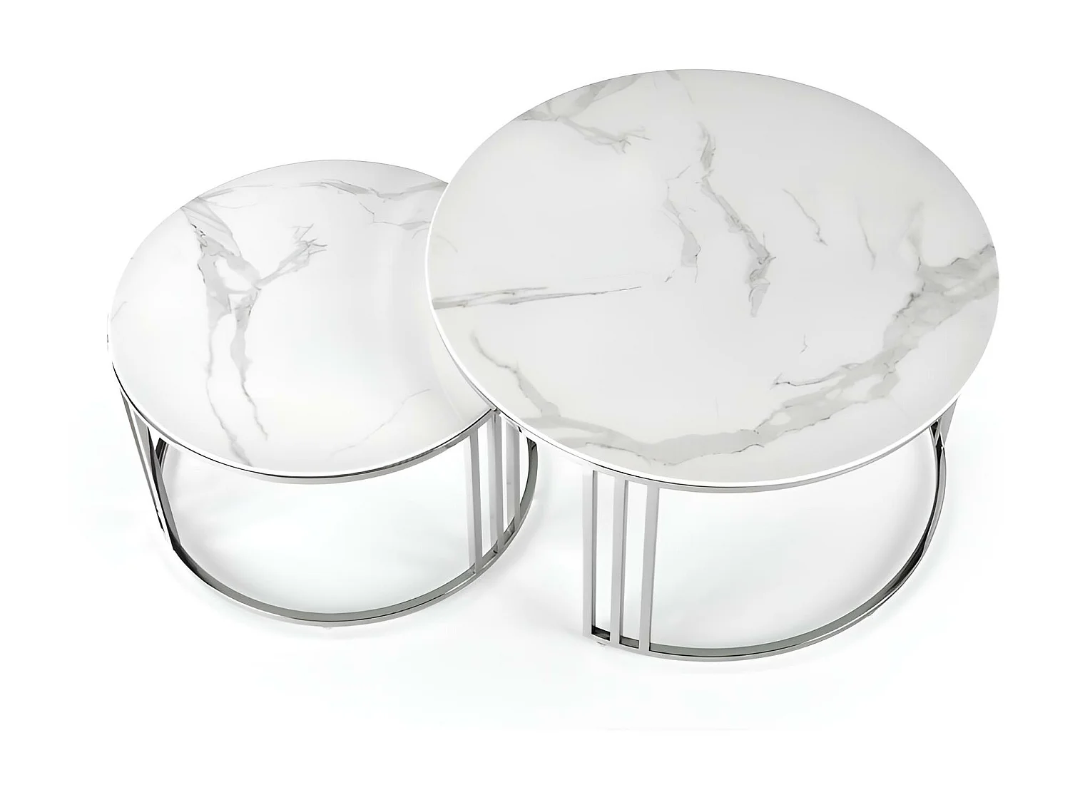 Tables basses Mercury/Metal&Verre/Argent & Blanc