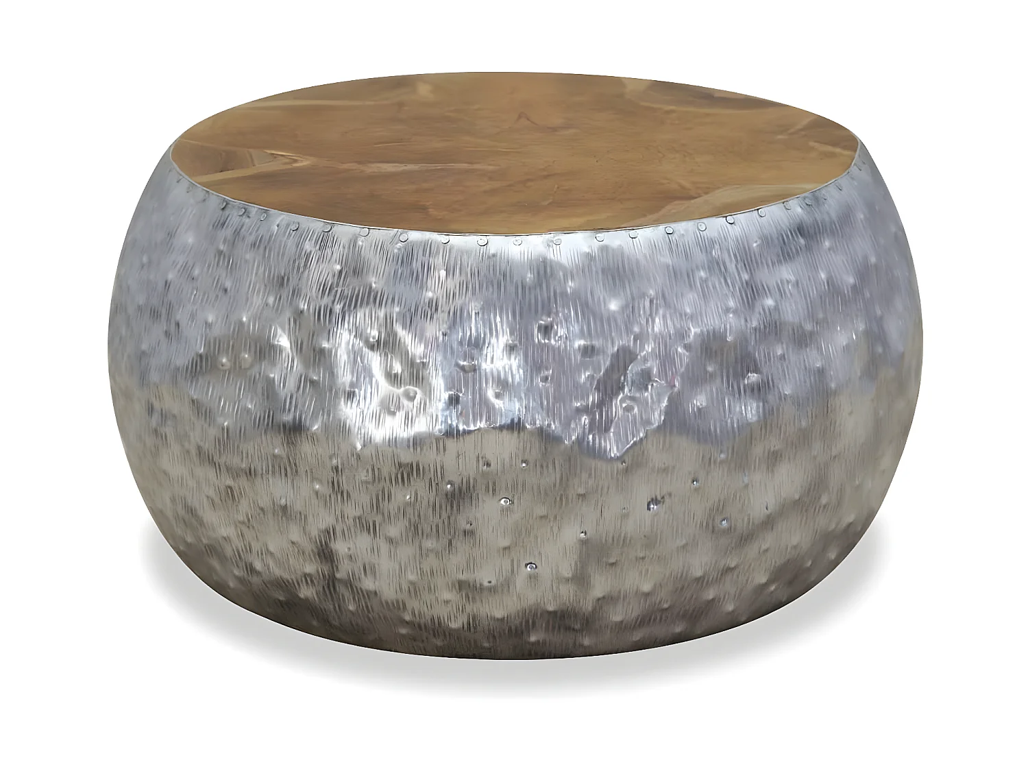 Table basse Aluminium Teck 60 x 60 x 30 cm