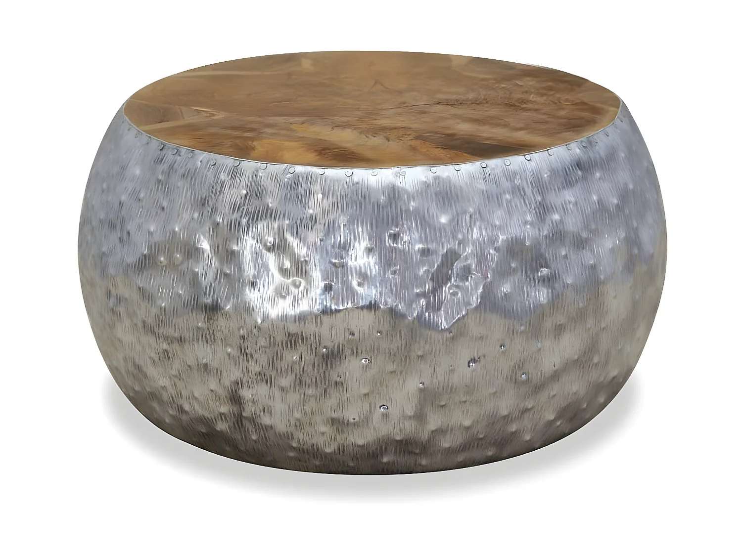 Table basse Aluminium Teck 60 x 60 x 30 cm