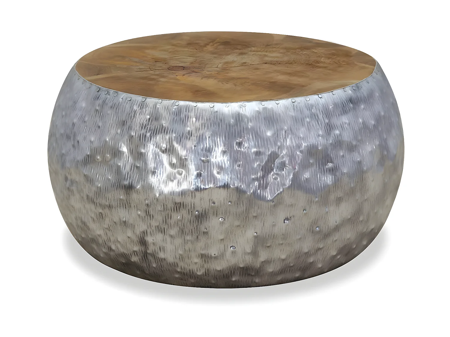 Table basse Aluminium Teck 60 x 60 x 30 cm