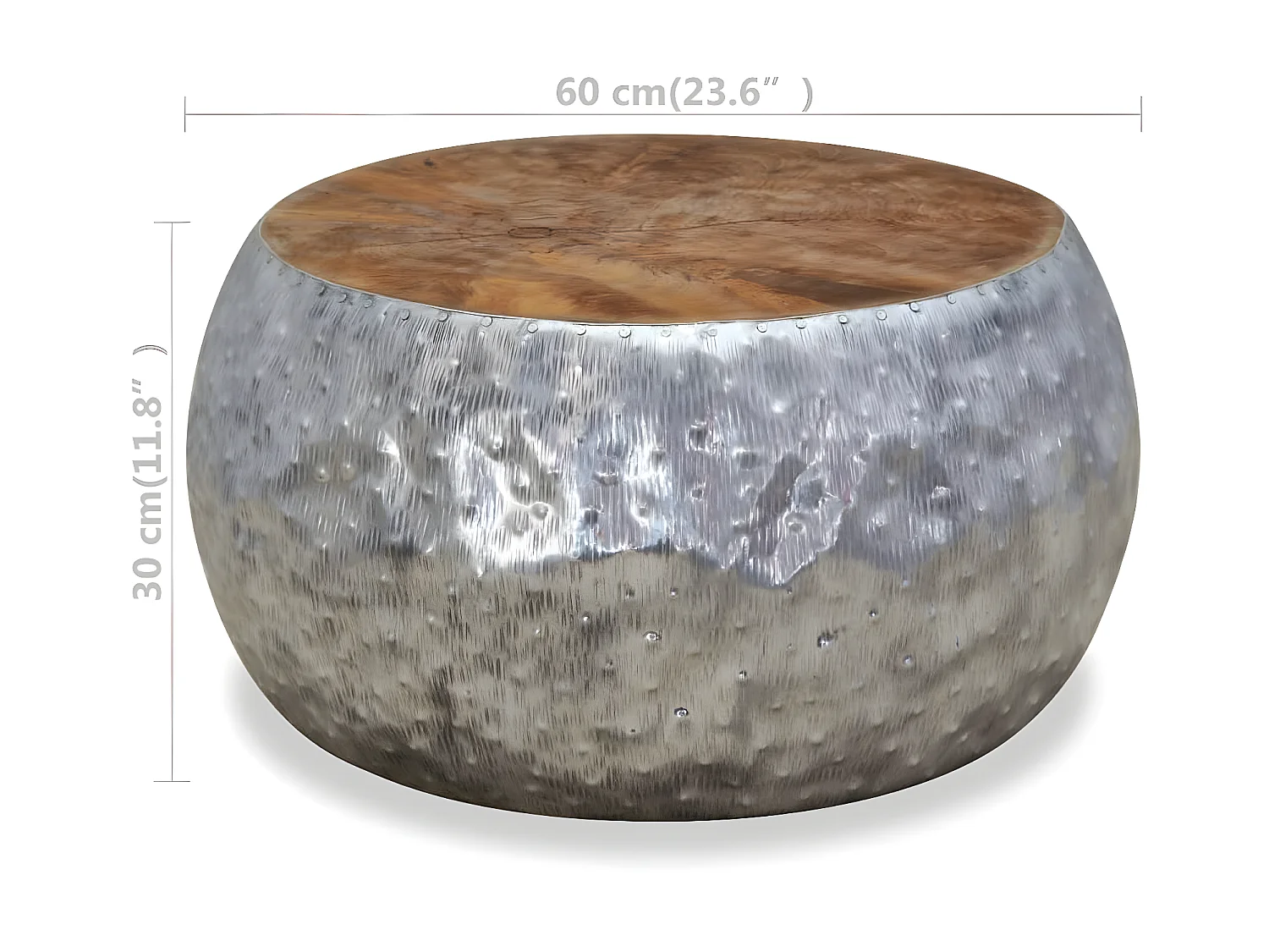 Table basse Aluminium Teck 60 x 60 x 30 cm