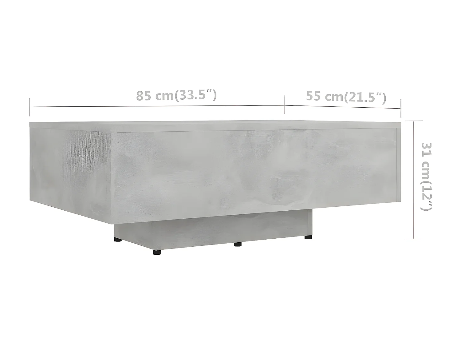 Table basse Gris béton 85x55x31 cm Aggloméré