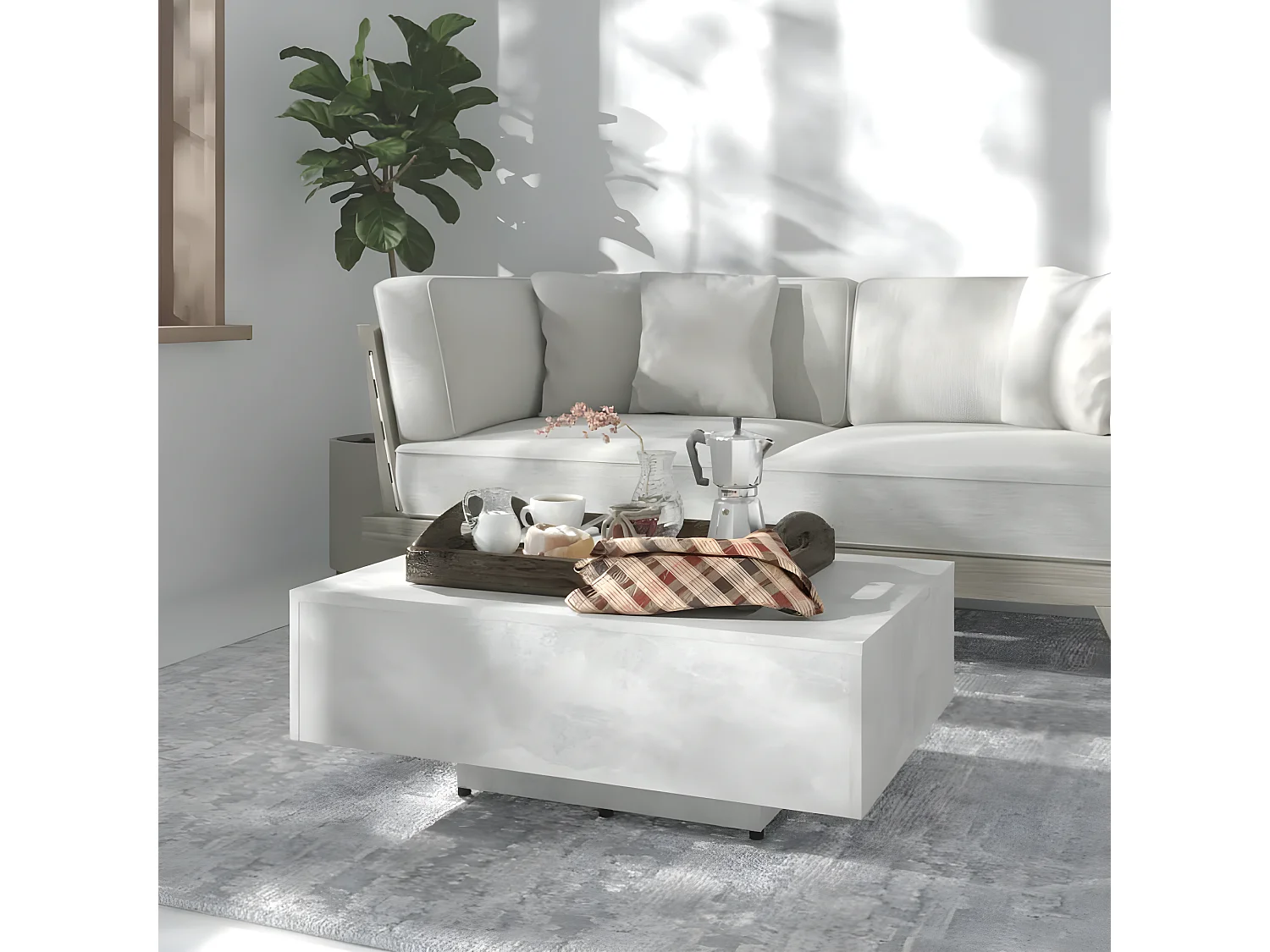 Table basse Gris béton 85x55x31 cm Aggloméré