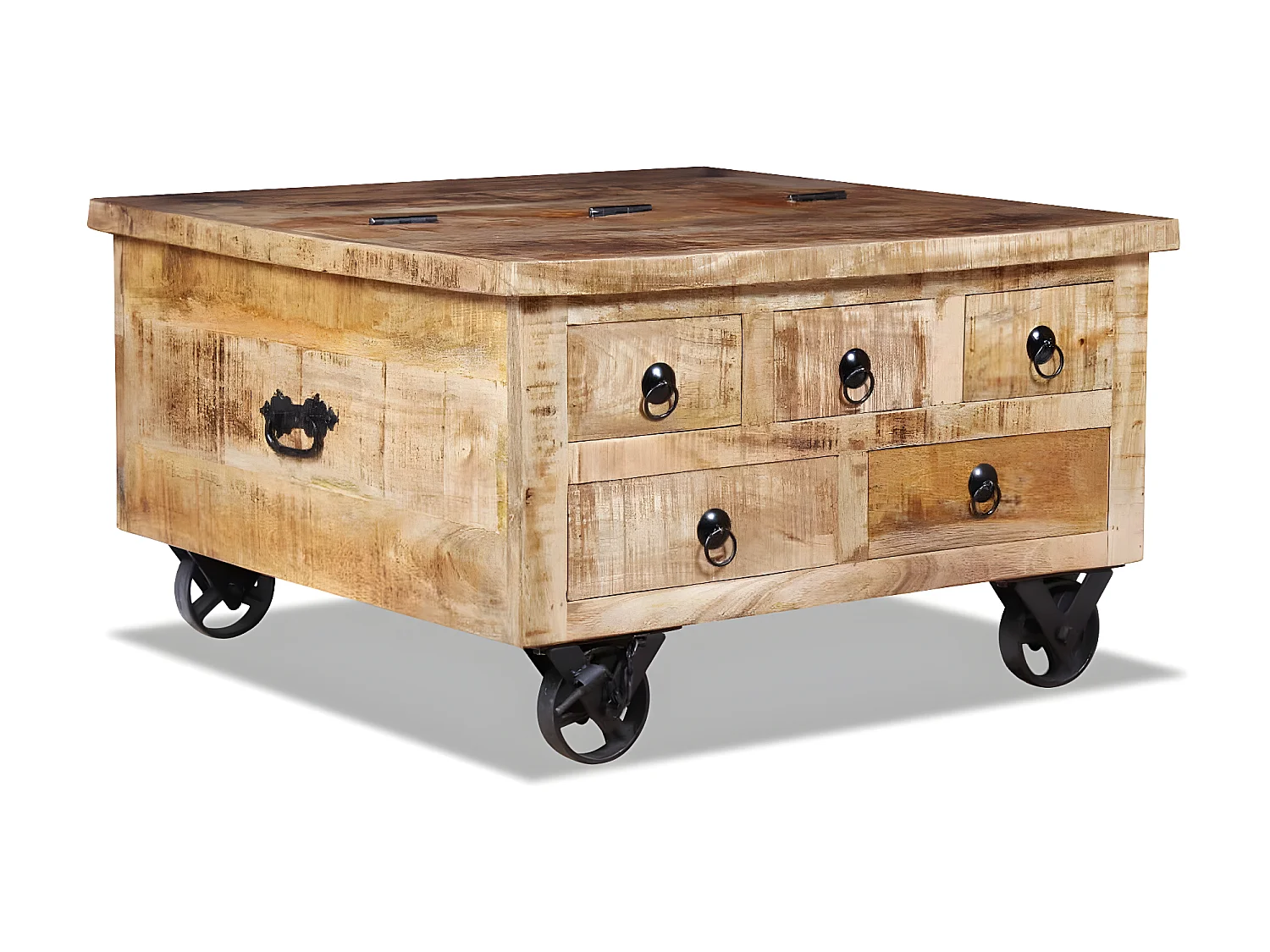 Table basse Bois de manguier brut 70 x 70 x 40 cm