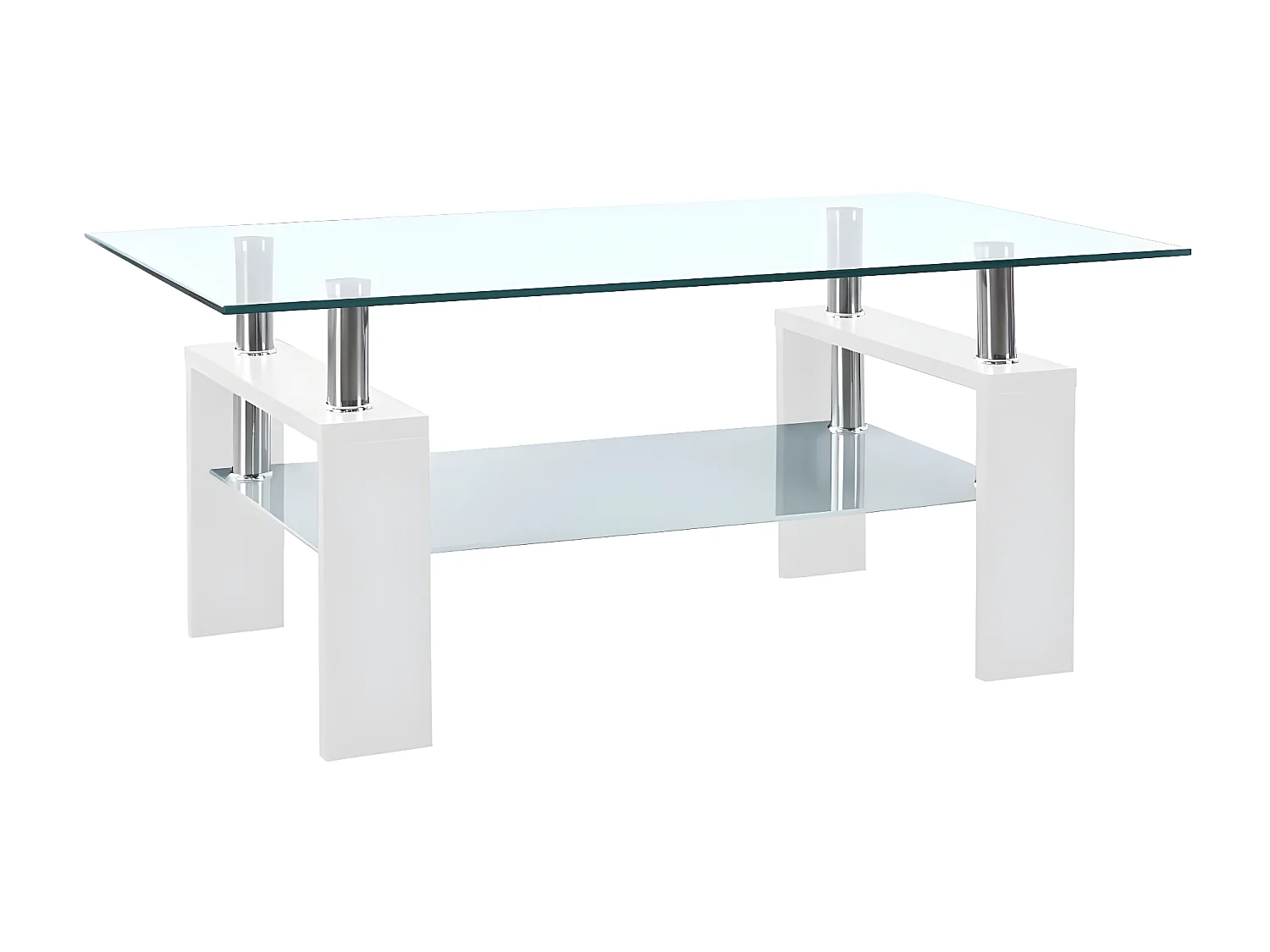Mesa de centro vidrio templado blanco transparente 95x55x40 cm