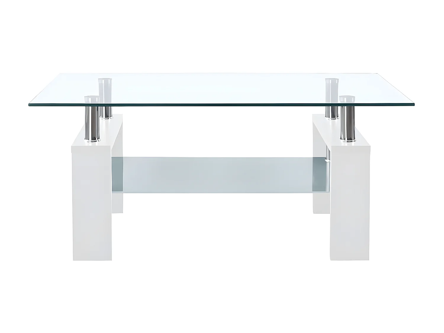 Mesa de centro vidrio templado blanco transparente 95x55x40 cm