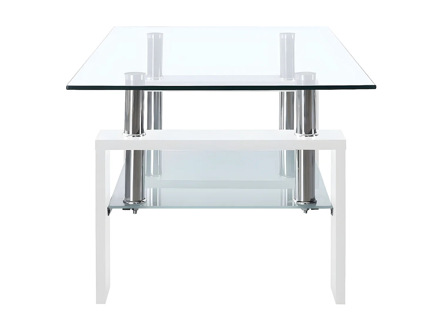 Mesa de centro vidrio templado blanco transparente 95x55x40 cm