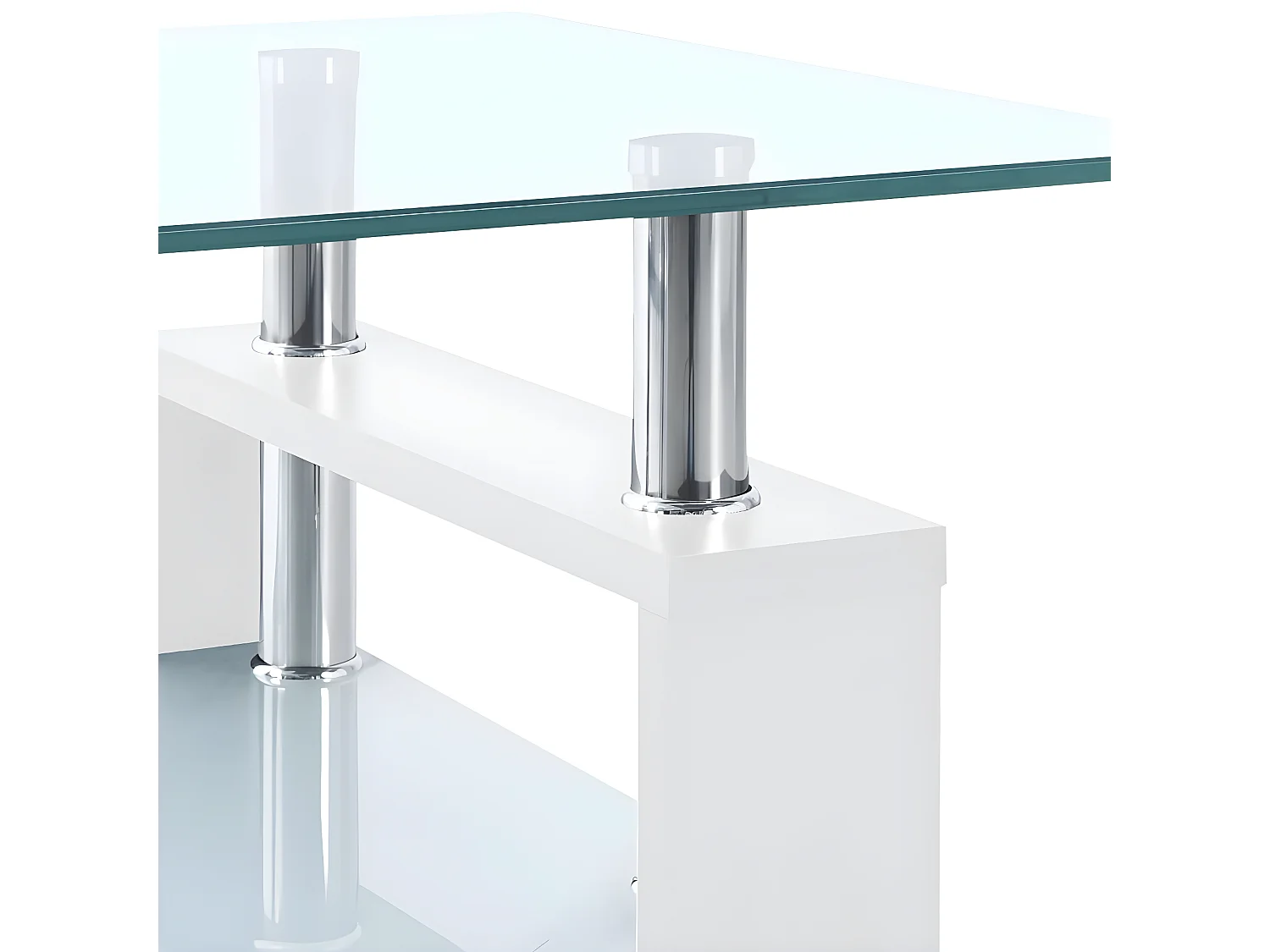 Mesa de centro vidrio templado blanco transparente 95x55x40 cm