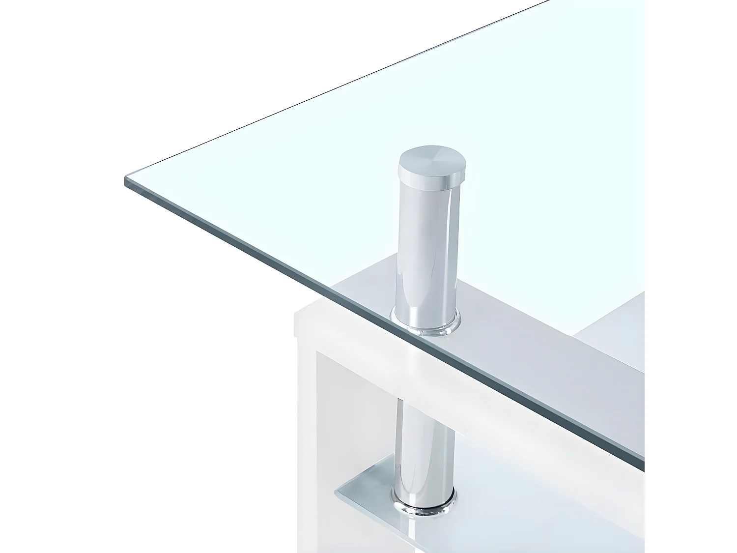 Mesa de centro vidrio templado blanco transparente 95x55x40 cm