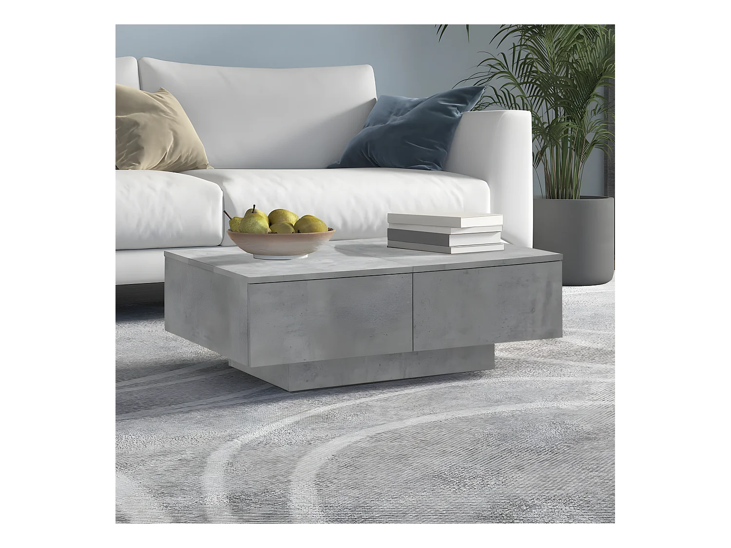 Table basse Gris béton 90x60x31 cm Aggloméré