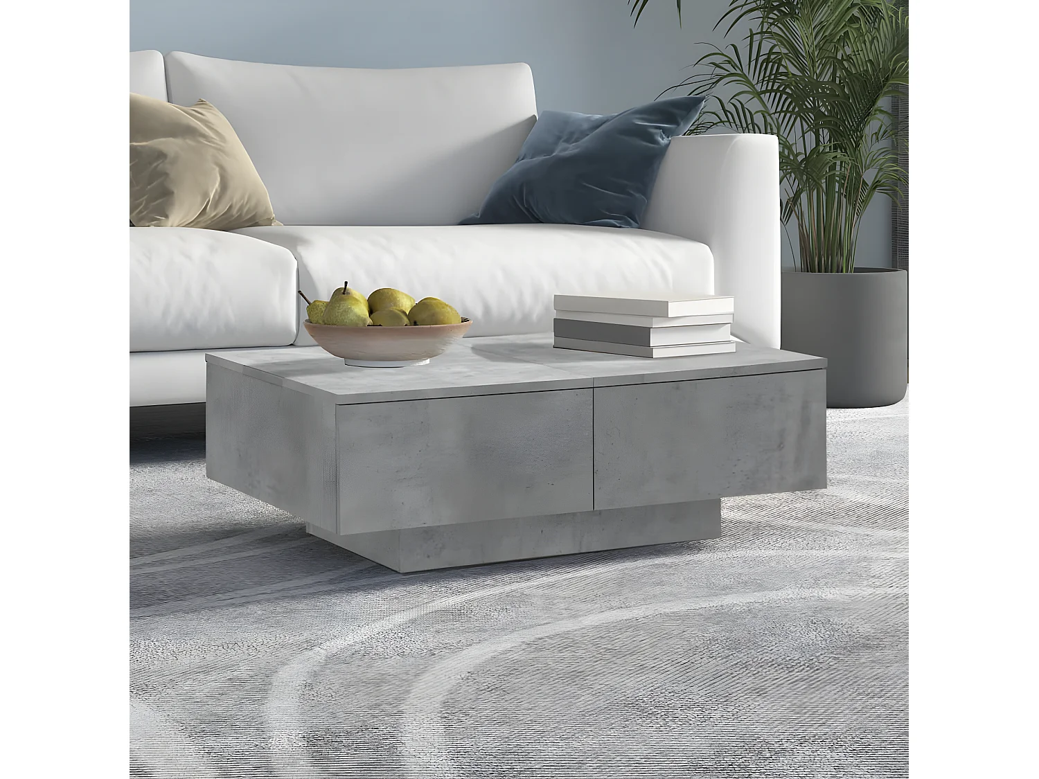 Table basse Gris béton 90x60x31 cm Aggloméré