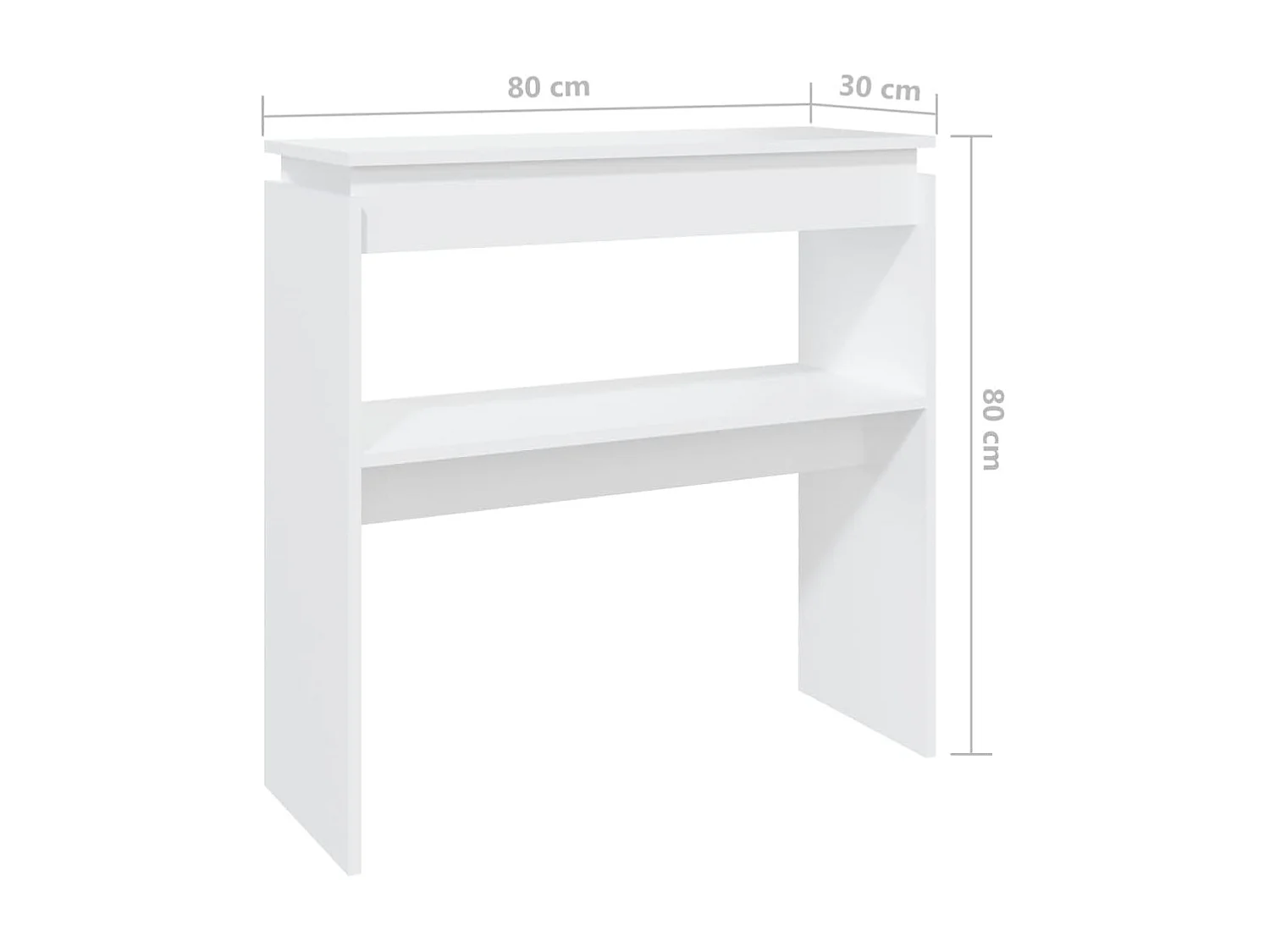 Wandtafel 80x30x80 cm bewerkt hout wit
