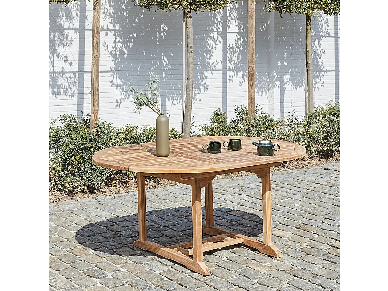 Tavolo da giardino allungabile in teak ovale per 6/8 persone