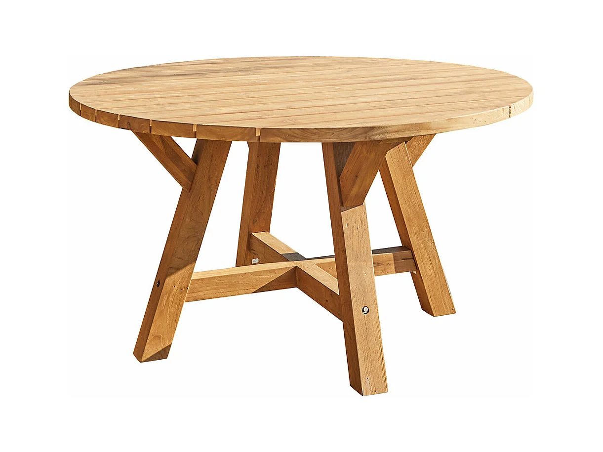 Table de jardin en teck massif recyclé ronde 6 places