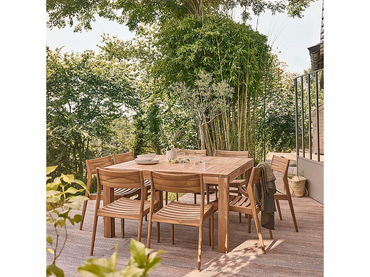 Tavolo da giardino in legno massello di teak per 6 persone