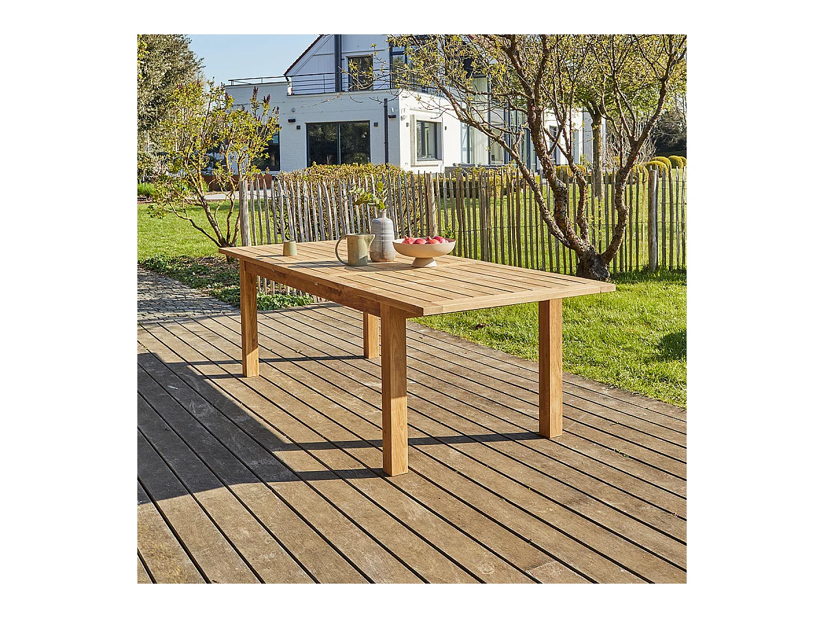 Table de jardin  en teck recyclé massif  extensible 8/10 places