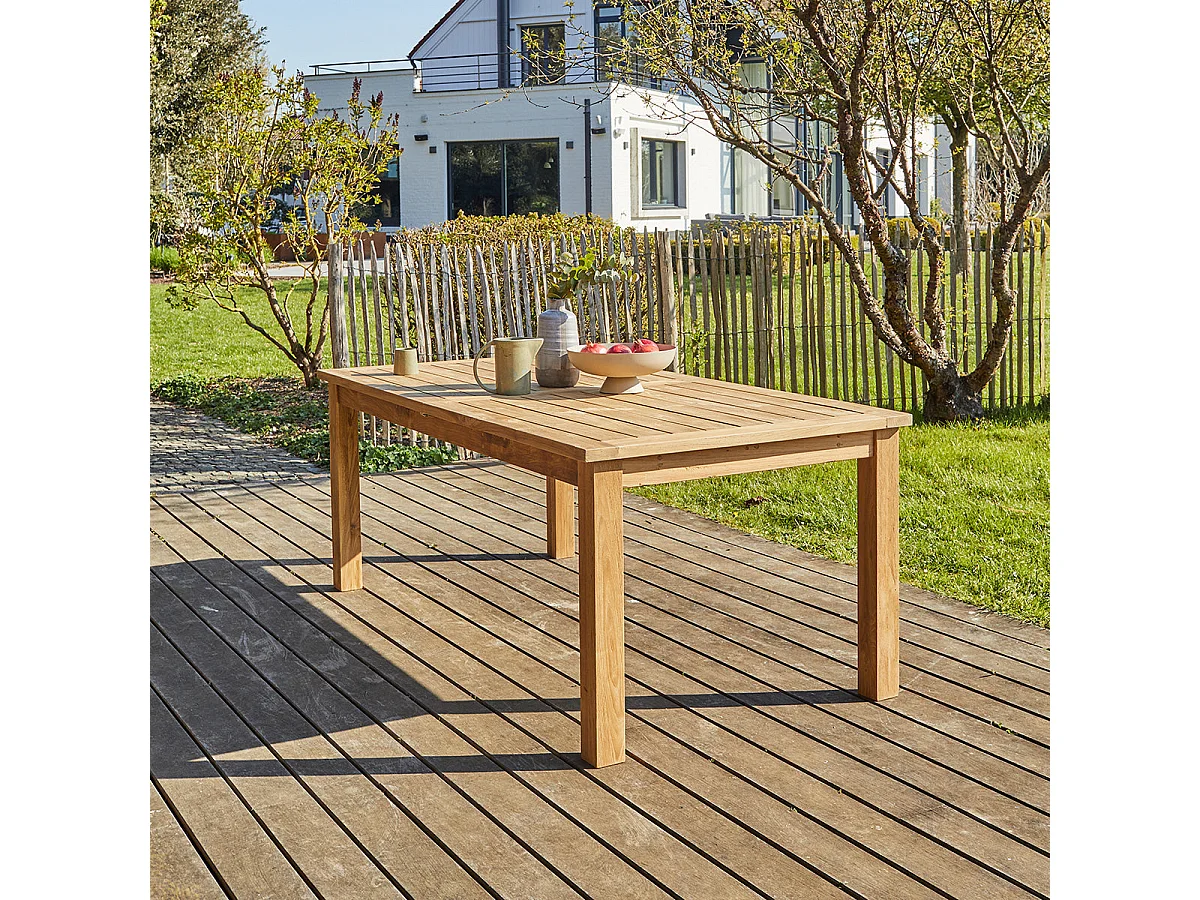 Mesa de exterior extensible de teca reciclada para 8/10 personas