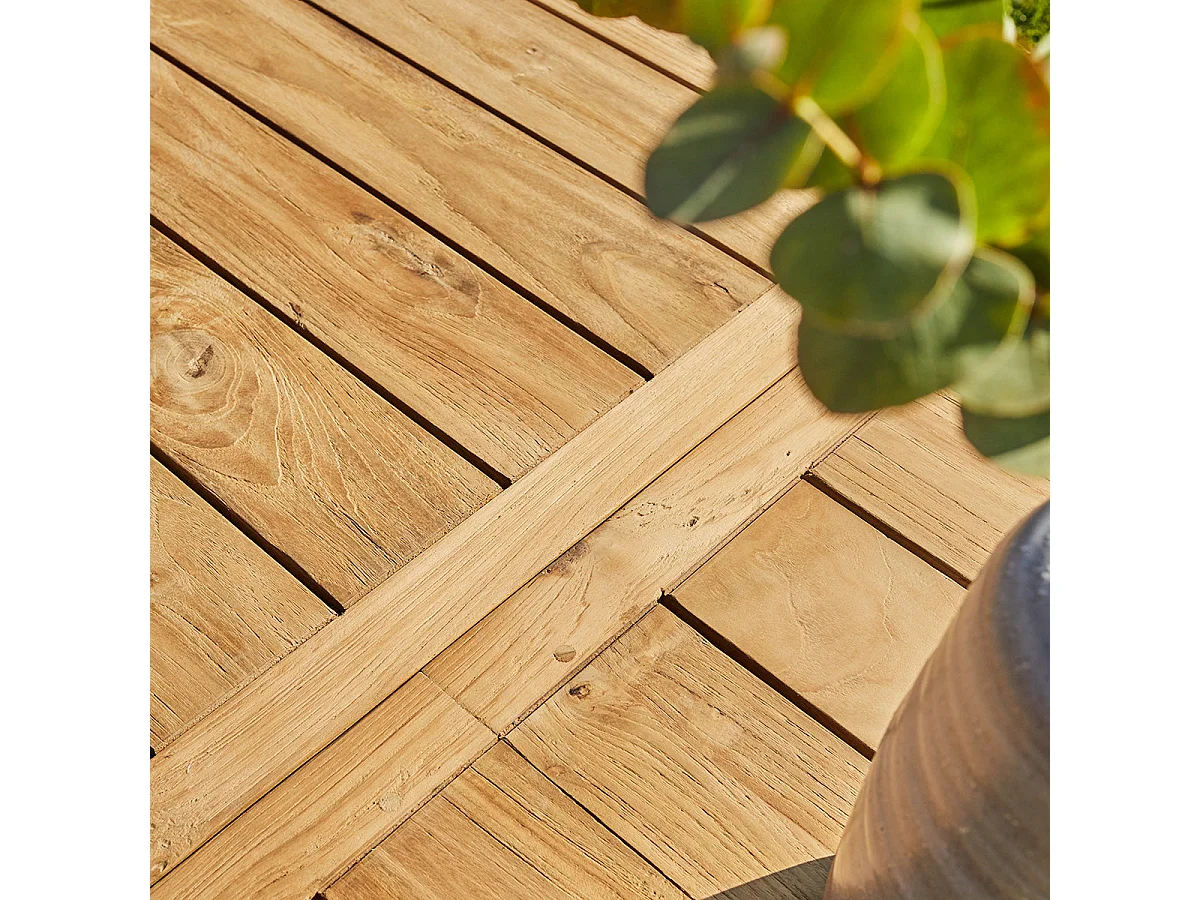 Mesa de exterior extensible de teca reciclada para 8/10 personas