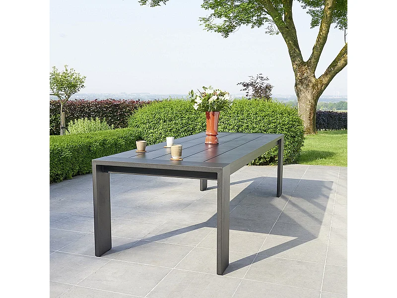 Table de jardin en aluminium noir 8 places