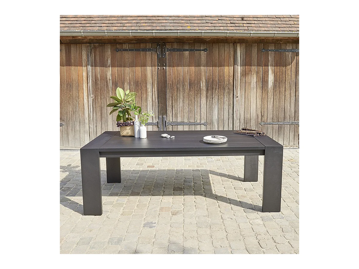 Table de jardin en aluminium noir 6 places