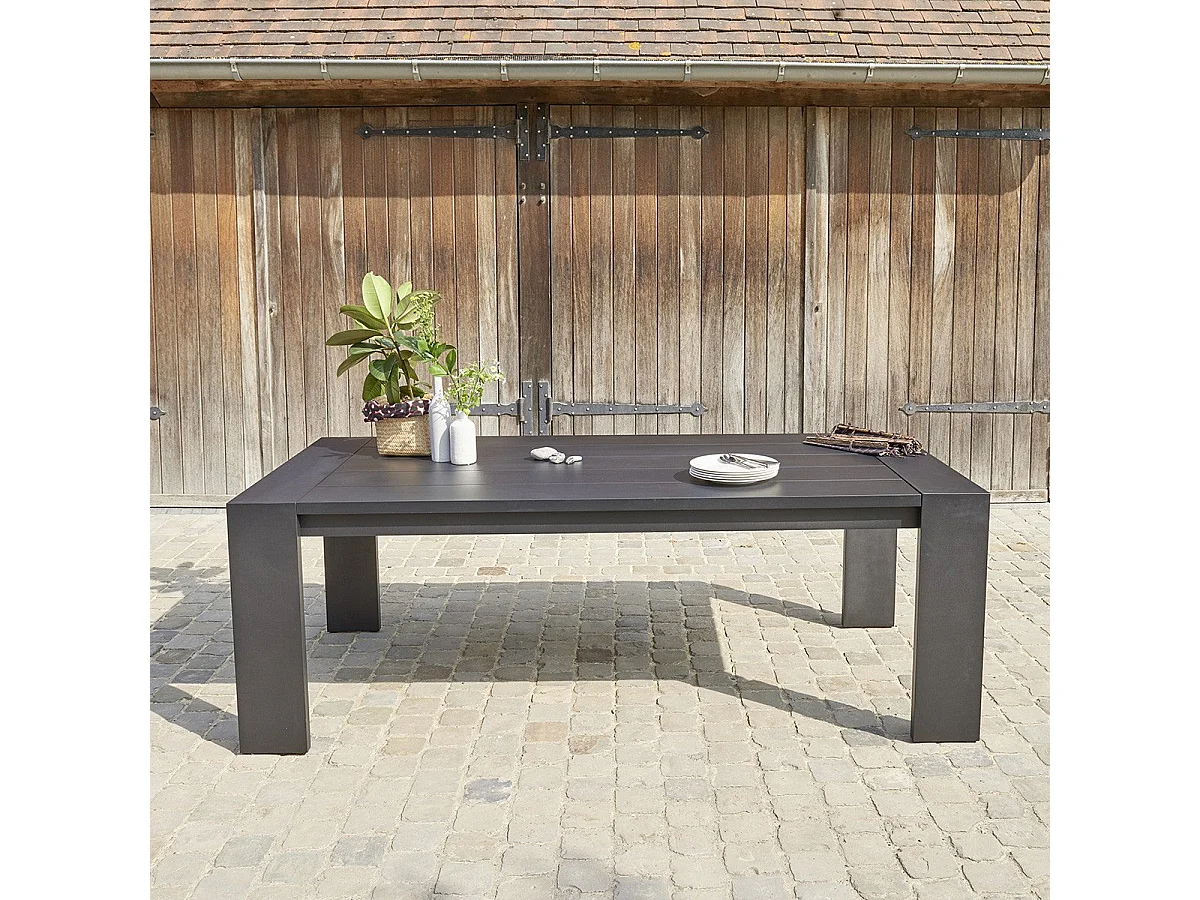Table de jardin en aluminium noir 6 places