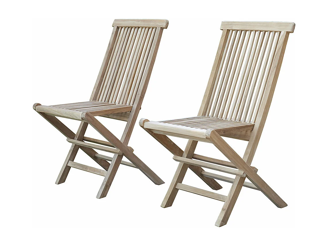 Set di 2 sedie da giardino pieghevoli in legno massello di teak oliato