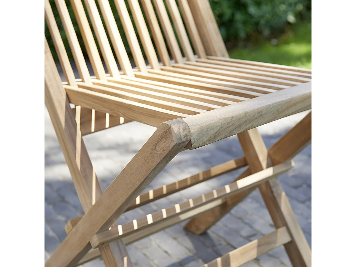 Set di 2 sedie da giardino pieghevoli in legno massello di teak oliato
