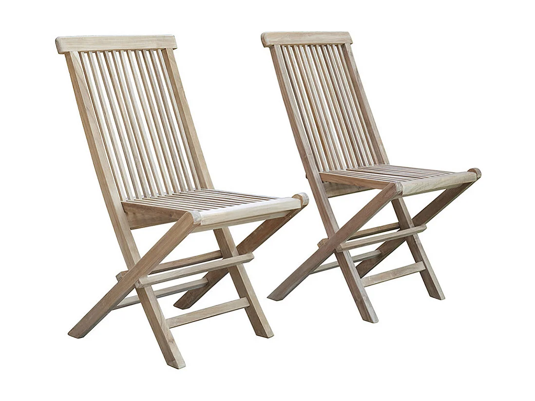 2 sillas de jardín plegables de teca maciza