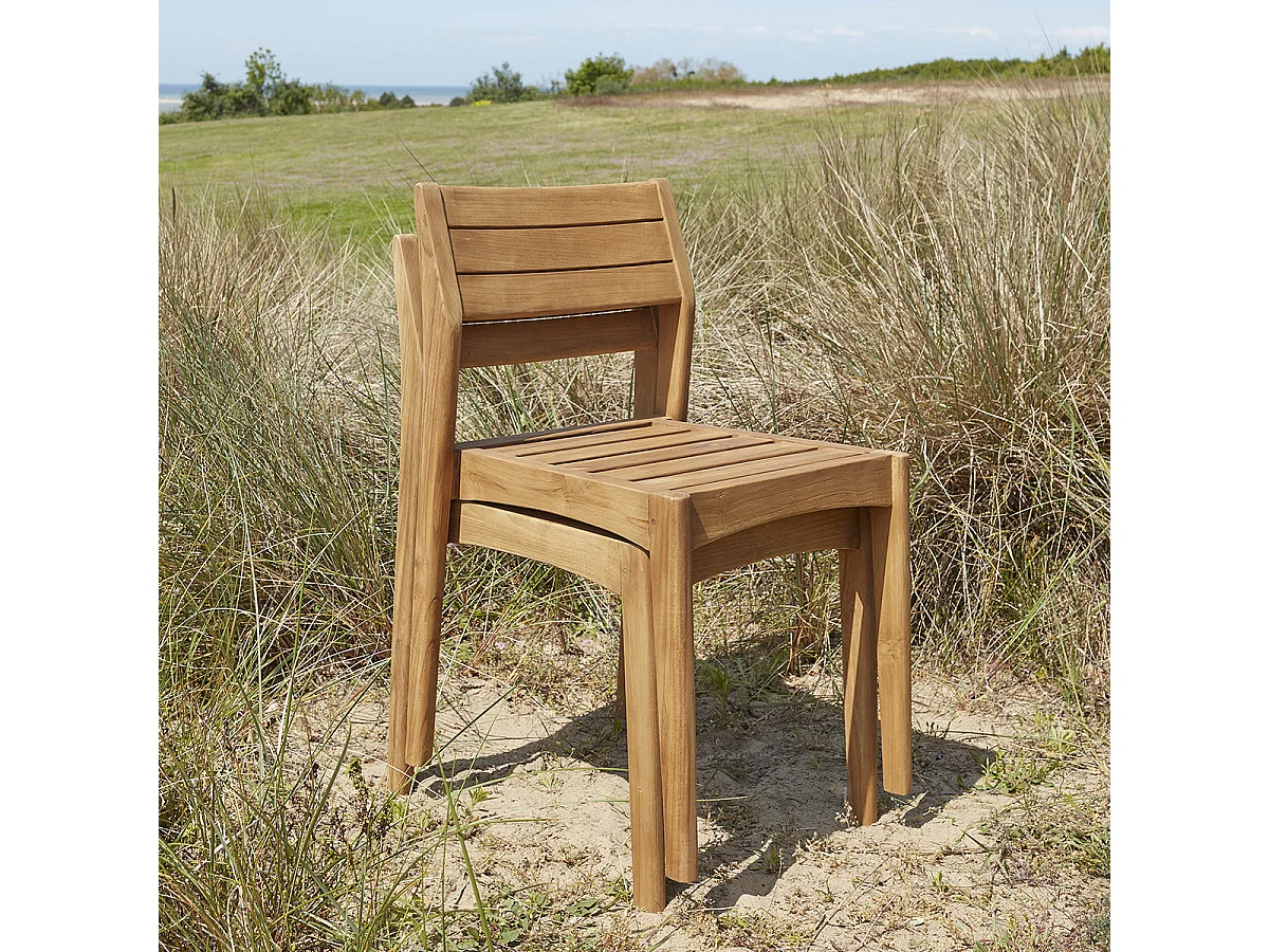 Silla de jardín de madera de teca maciza reciclada (juego de 2)