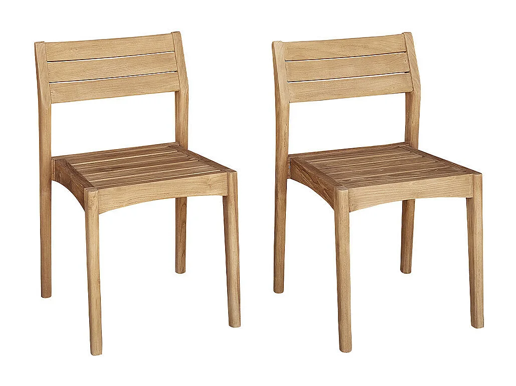 Lot de 2 chaises de jardin en teck recyclé massif